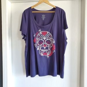 Torrid T-Shirt Navy Blue Sugar Skull Size 3